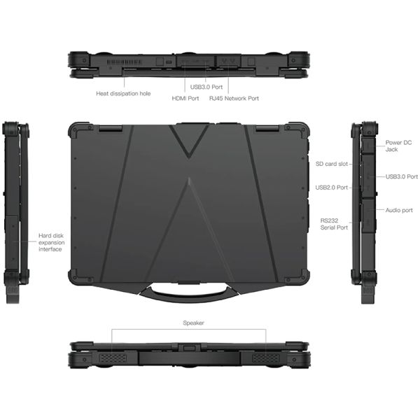 15.6 " Fully Rugged Laptop I5 I7 CPU Computer with Dual battery hot swapping battery military rugged notebook