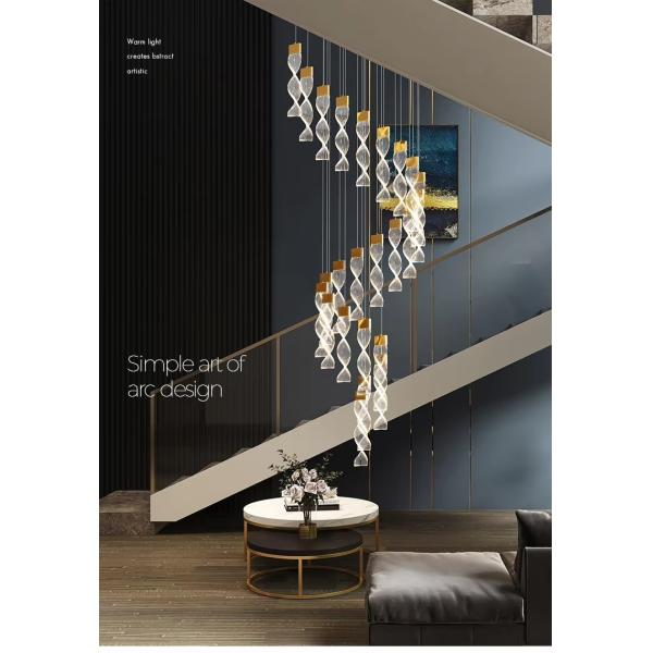 Modern Decoration Acrylic Living Room Restaurant Staggered Modern Ring Crystal Chandelier Glittering Pendant Light