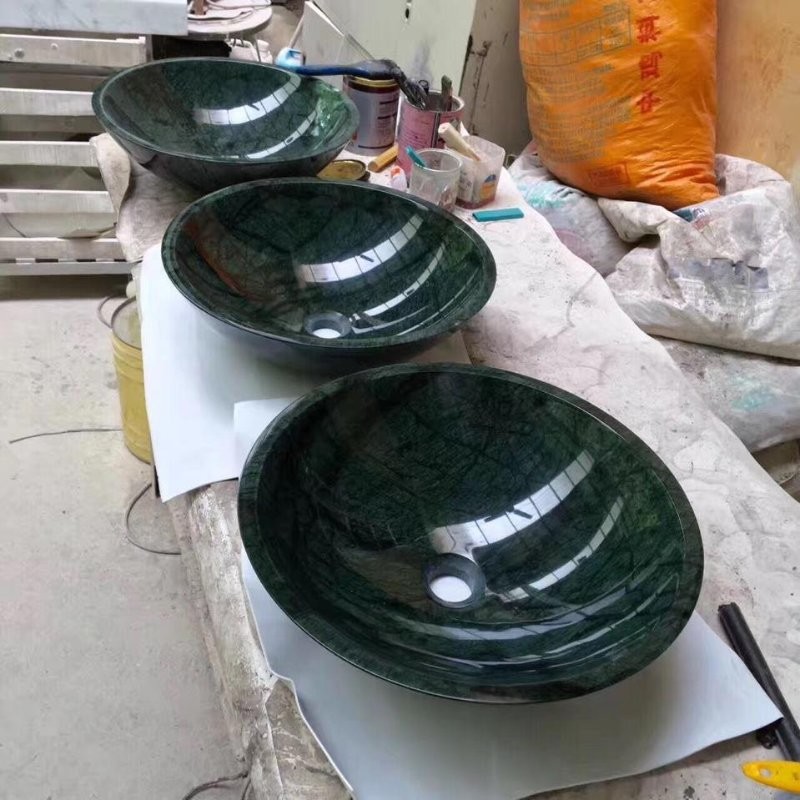 High Quality Green Marble Stone Wash Basin Beautiful natural Green marble stone bathroom basins and stone sinks