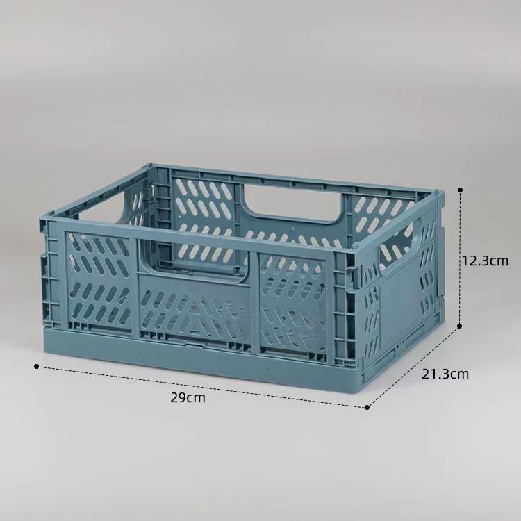 PP Collapsible Storage Crate for Home Kitchen Foldable Plastic Crate on Office Desk