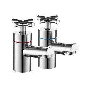 1/2 Pair Brass Bathroom Taps Single Lever Chrome Polished Ceramic Brass
