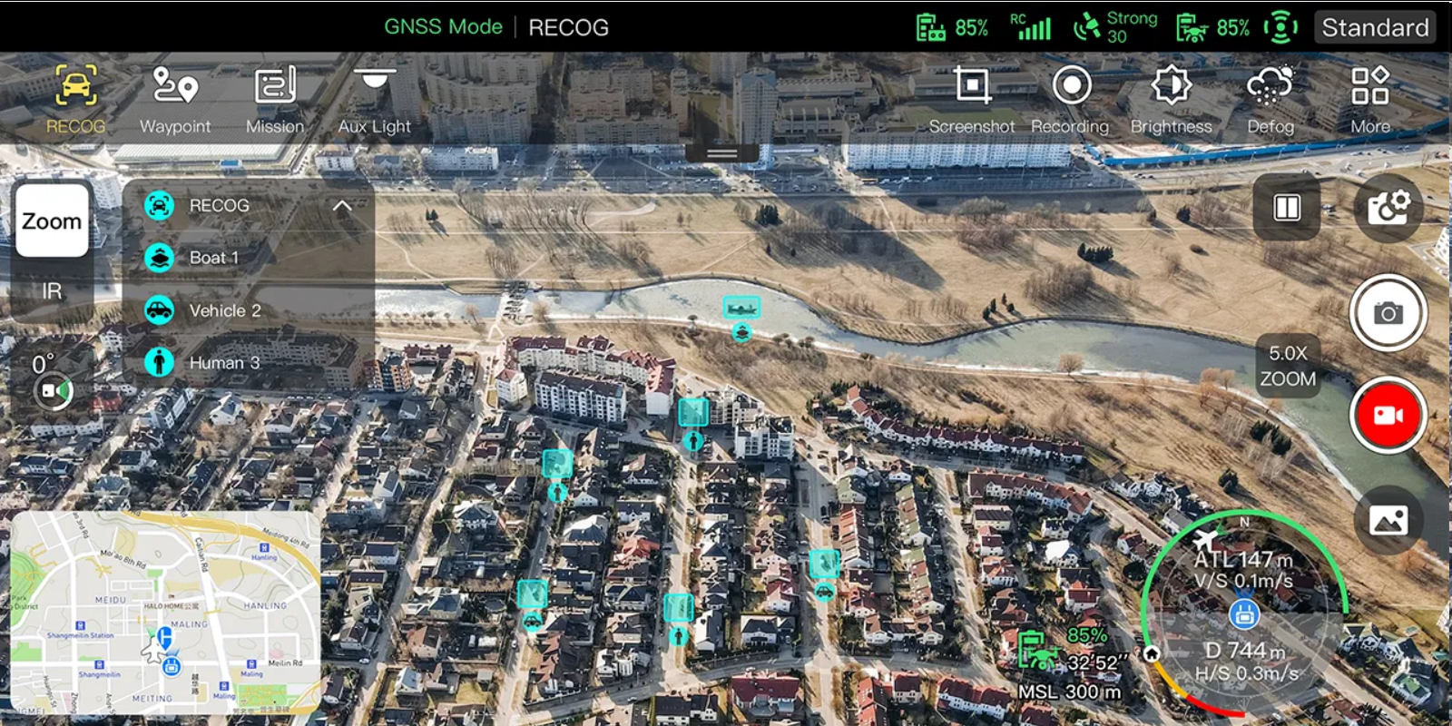 AI recognition system detecting objects