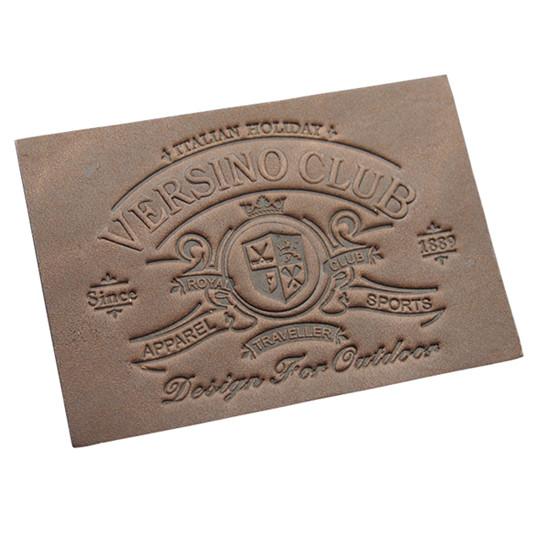 Cheap custom leather clothing tags leather luggage labels embossed leather patches for sale