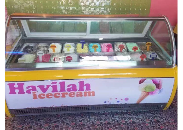 Mini Ice Cream Glass Door Display Upright Freezer Gelato Shape Barrel Fridge