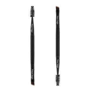 Quality Soft Cosmetic Dual Black Eye Eyebrows Makeup Brush Plastic Handle wholesale