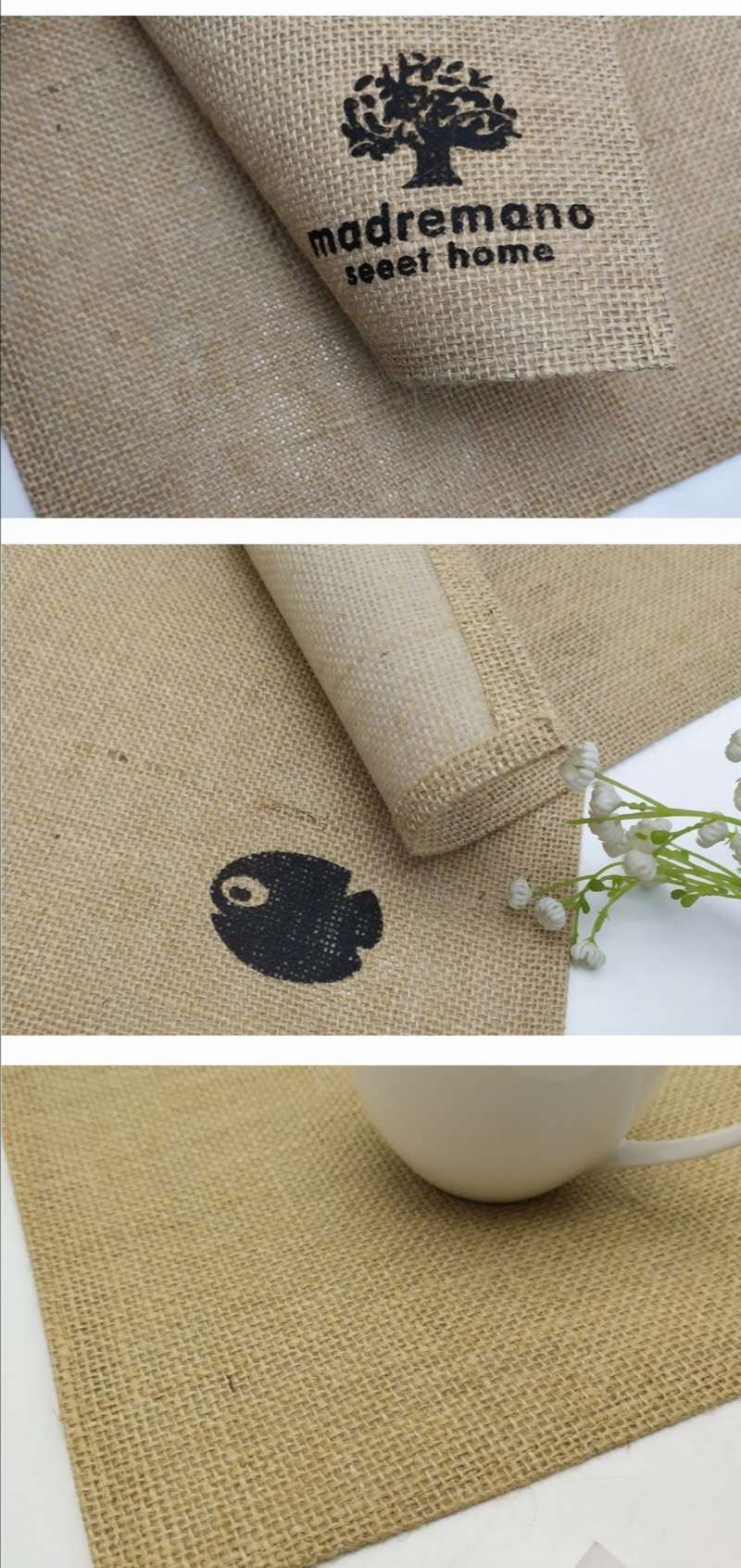ODM Kitchen Tools And Utensils Waterproof Reusable Coffee Tea Burlap Jute Tea Towel