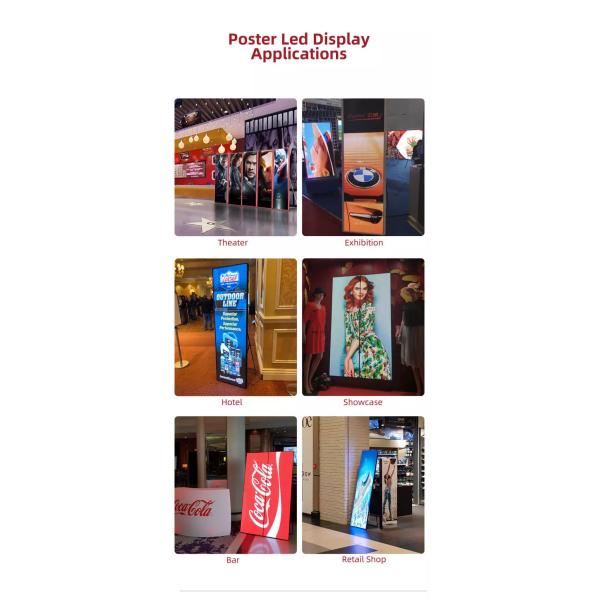 P2 P2.5 P3 Movable Floor Standing Digital Led Poster Display Wifi 4G for Outdoor
