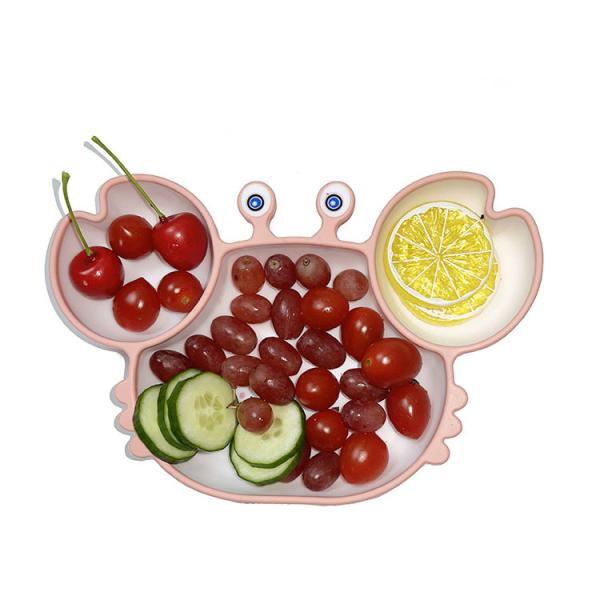 Crab Shape Silicone Suction Bowl Divided Eco Friendly Food Grade For Babies