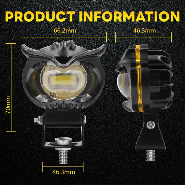 80V Owl Design White Yellow Acrylic Ring Motorbike LED Spotlights