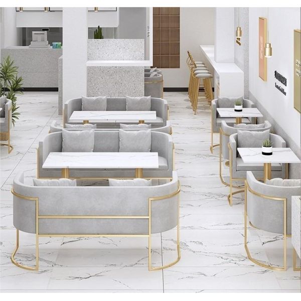 Modern Luxury Velvet Nail Salon Hotel Restaurant Sofa Booth and Table Furniture