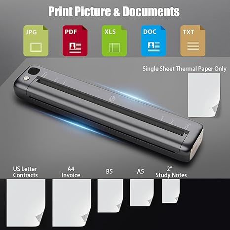 F81 Portable Printer Wireless for Travel, Bluetooth WiFi Inkless Thermal Printers for 8.5" x 11" US Letter & A4 Size, Compatible with Android iOS