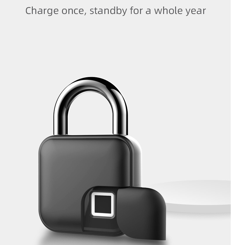 Tuya Keyless Fingerprint Padlock IP65 Waterproof USB Charging Zinc Alloy