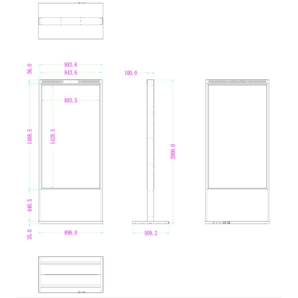 65 Inch Lcd Panel Double Sided UHD Window LCD Display