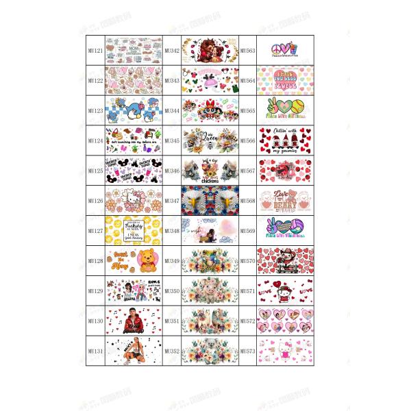 0.075mm 0.1mm UV DTF Cup Wrap DTF Transfer Film Custom 3D Transfer Labels Hot Peeling