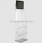 Book Retail Store Fixtures Clear Acrylic Floor Display Stand With Lcd Screen