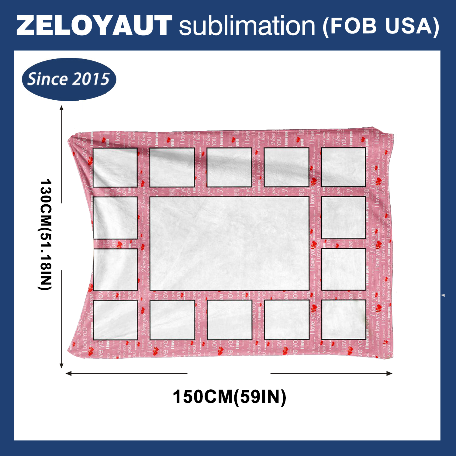 ZELOYAUT 15-Panel Sublimation Love Style Printed Blanket Multiple Color 100% Polyester 50*60 Inch Personalized Velvet Throw