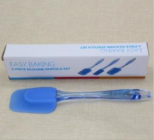 Quality wilton silicone spatula set in translucent blue silicone head and semi-blue PS handle wholesale