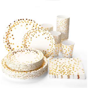 Gold Dot Disposable Dinnerware Sets