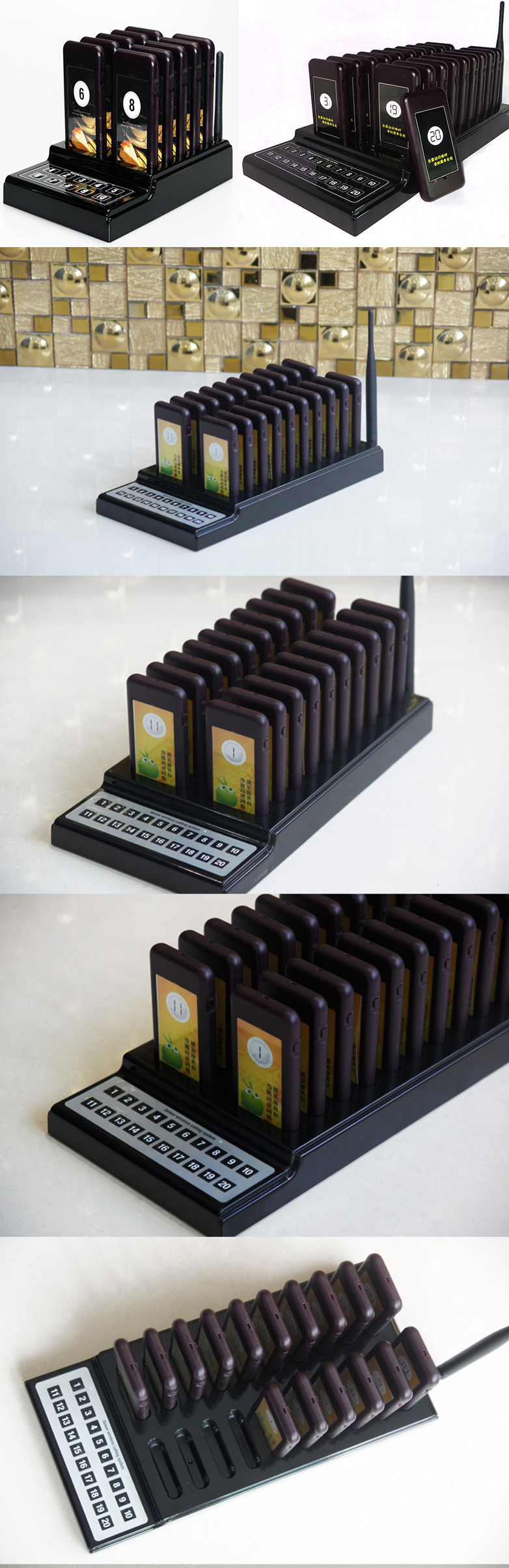 Queue buzzing system when food ready to call guest square coaster pager