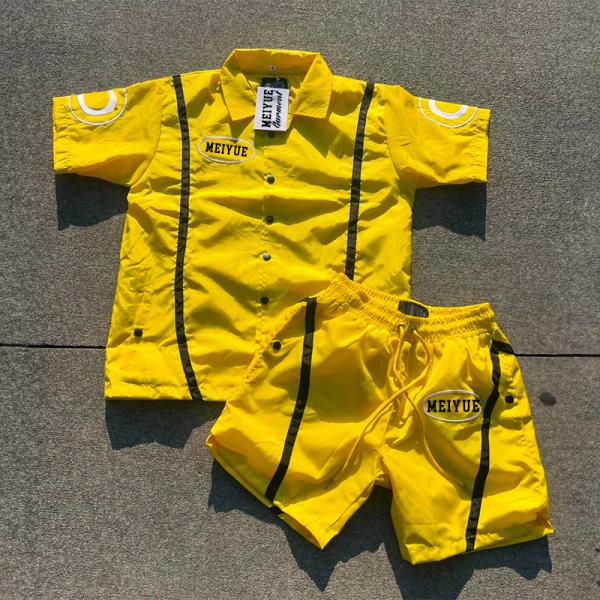 Custom Logo Nylon Polyester Buttons Polo Shirt 2 Piece Set Cargo Shorts Jogging Suit Men Tshirts Short Set Tracksuit for Men