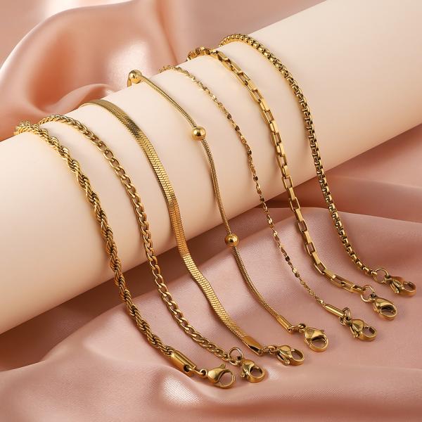 Gold Plated Stainless Steel Bracelet Women'S Memorial Eangagement Couple Gift Bracelets