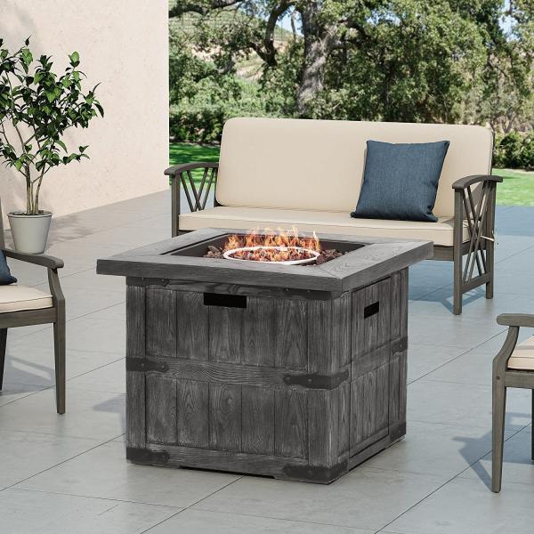 Gray Wood 30 Inch Gardern Propane Fire Pit For All-Season