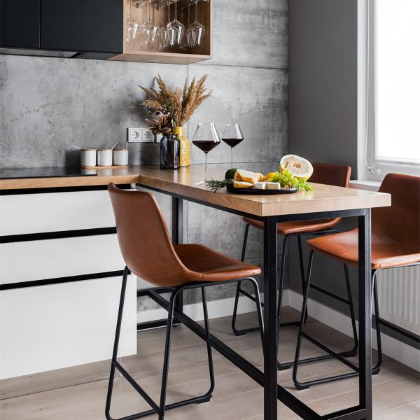 Flat Panel Black And White Matte Lacquer Kitchen Cabinet All In One With Handless