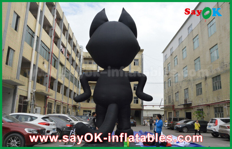 6mH Oxford Cloth Black Inflatable Cartoon Characters , Inflatable Cat