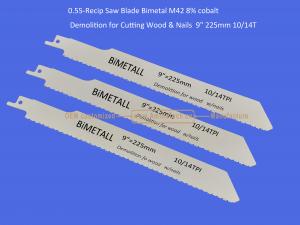 China Recip Saw Blade Bimetal M42 8% cobalt Demolition for Cutting Wood & Nails  9 225mm 10/14T,Power Tools on sale