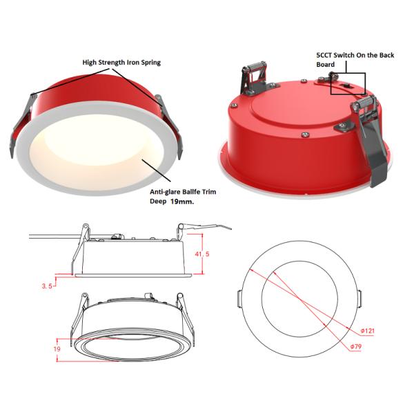 Fireproof Dimmable LED Downlights
