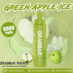 China Green Apple flavor Zovoo Dragbar R6000 6000 puffs Disposal Vape with Rechargeable battery on sale