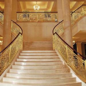 China Carve Metal Stair Railing Modern Luxury Gold Staircase Railing on sale