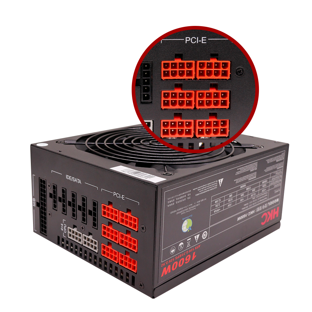 NEW 1600w Full Modular PSU 90plus Gold PC Power Supply 110V-240V for Support 6 Graphics