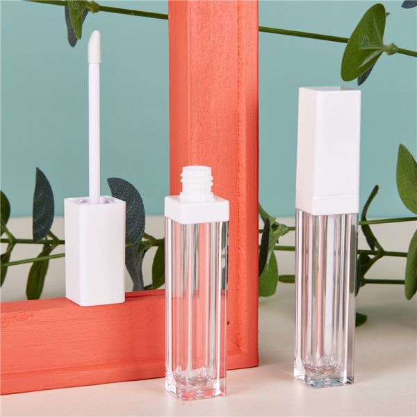 7ml Slim White Black Square Plastic Empty Lip Gloss Tube Cosmetic Container