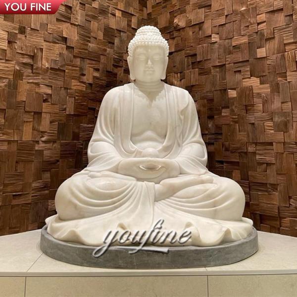 Outdoor Natural Stone White Buddha Statue Large Marble for Sale