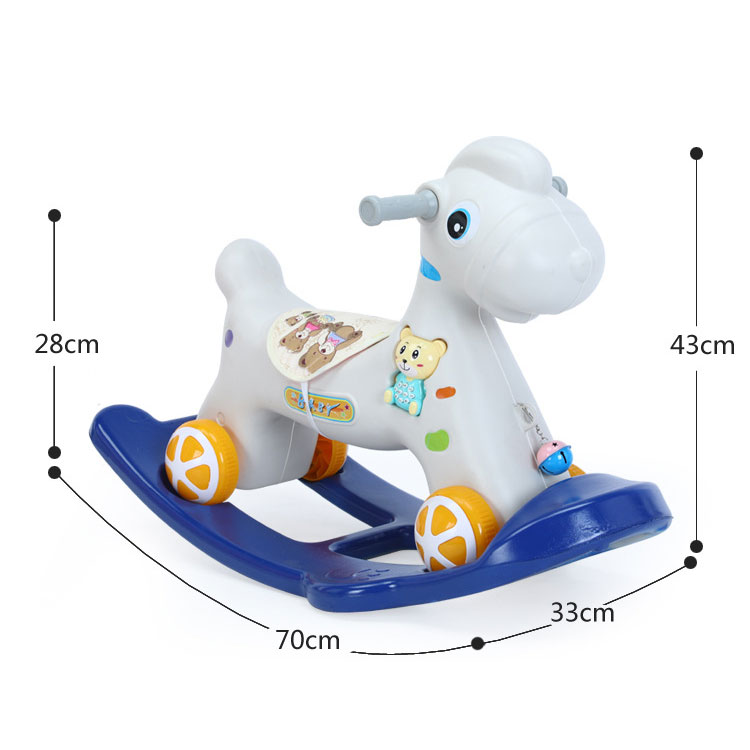 2 to 4 Year Old Boys Girls PVC Rocking Horse Toddler Ride-on Toy for Baby Nursery Child Birthday Gift and Durable