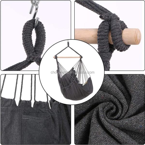 100*130cm 320g Polyester-cotton Hanging Rope Swing Hammock With Two Pillows
