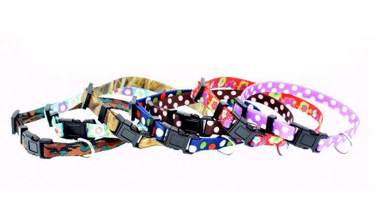 Adjustalbe 1 Inch Dog Bone Pattern Pet Training Nylon Collar Neck 14"-22"