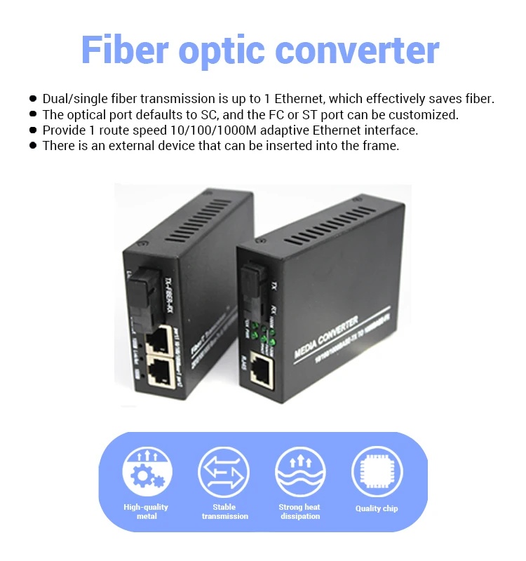 10 Fiber Optic Equipment 310nm 1550nm 10/100M 20km RJ45 SC Connector Optical Wired LAN Media Converter