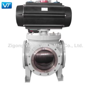 Quality 4 Way Pneumatic Operated Ball Valve WCB wholesale