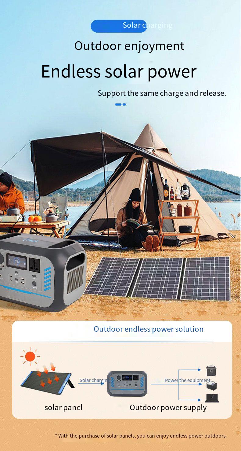 Portable Self Driving Camping Solar Charging Power Station 600W 220V