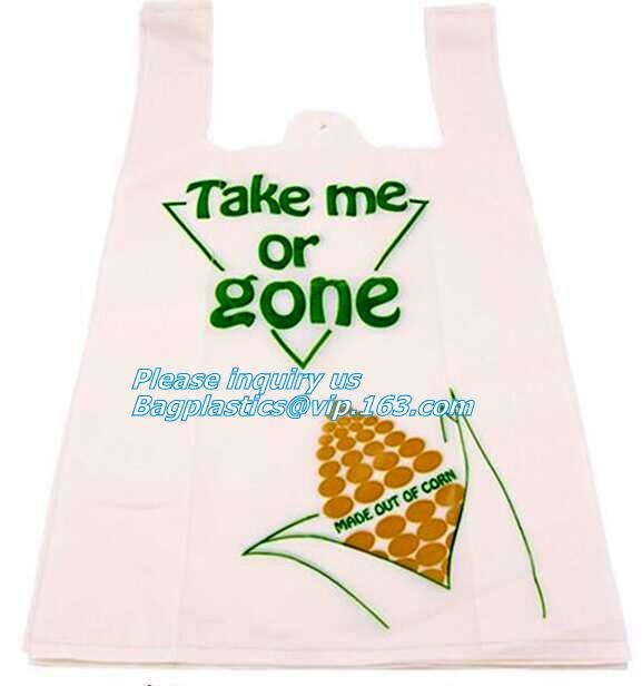 CUSTOMIZED COMPOSTABLE VEST CARRIER BAG, Foldable compostable plastic vest carrier bag, T-shirt Shopping Bags Plastic Ve