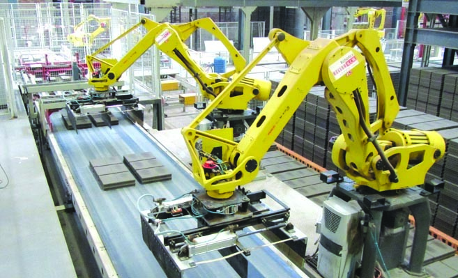 Robot Stacking Automatic Brick Making Machine 800kg With Gripper