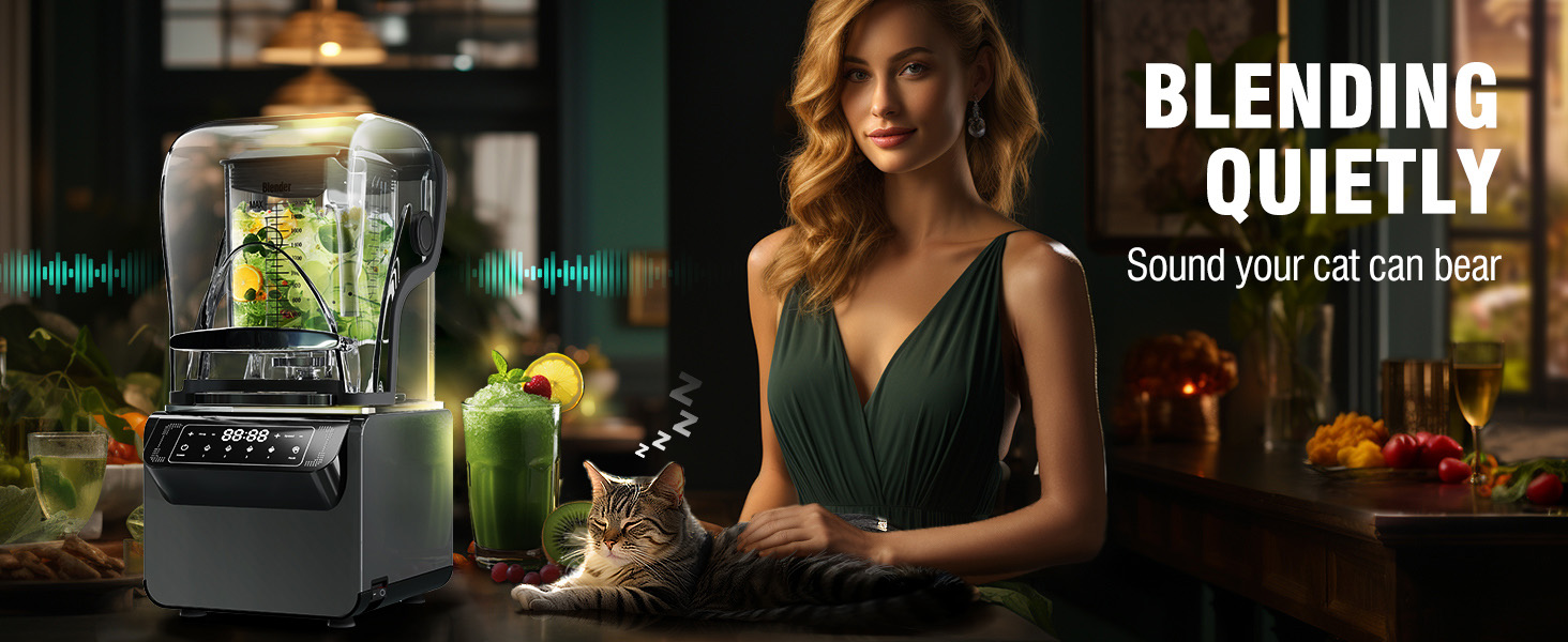 1800W Plastic Housing Ice Drinks Smoothie Blender For Restaurant 65db