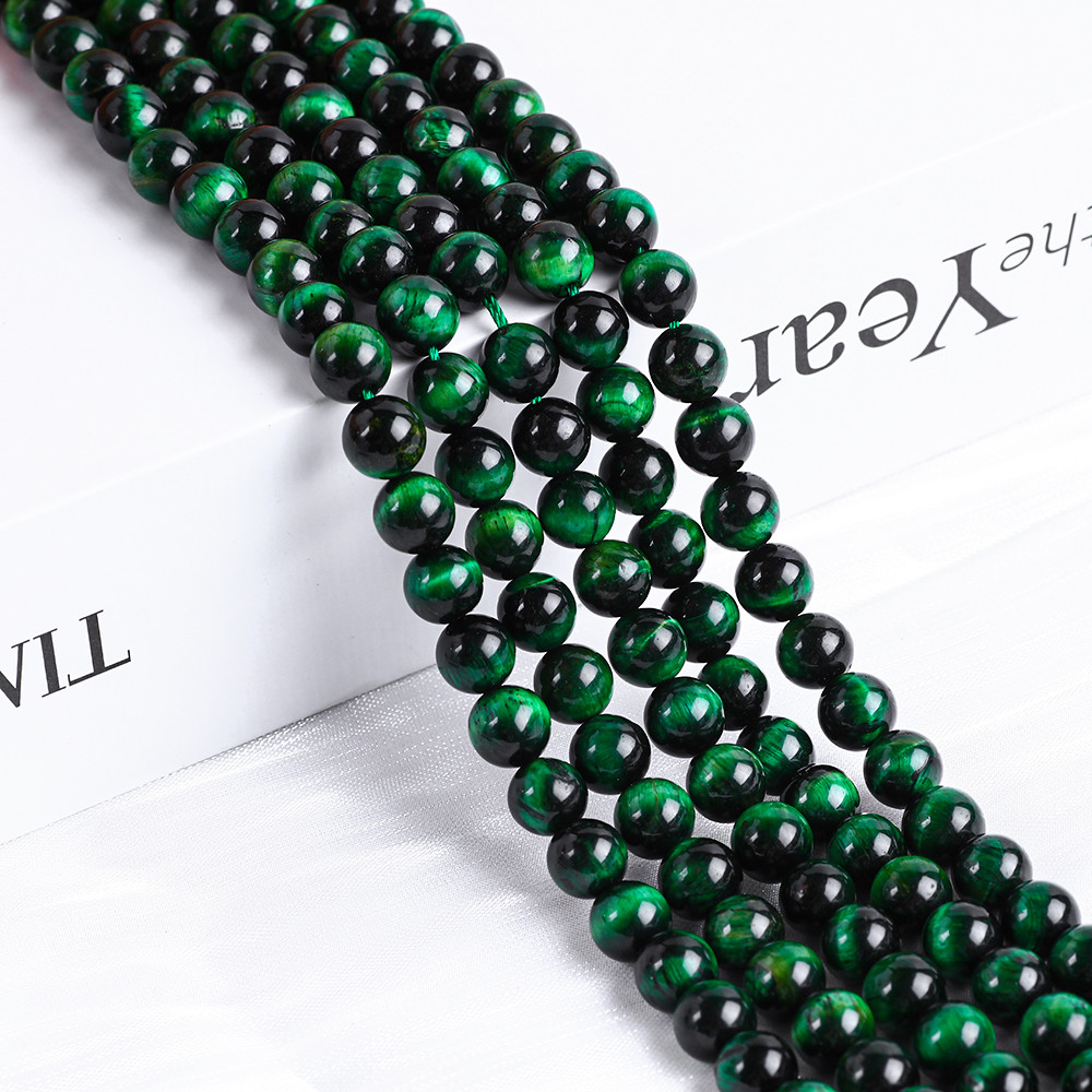 8mm Green Tiger's Eye Gemstone Healing Crystal Stone Beads For Jewelry Making