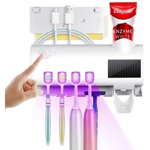 Quality Bathroom Solar Energy UV Toothbrush Holder Toothpaste Dispenser Multi Function wholesale