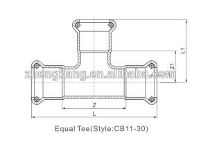 CB11-30 pipe fitting press fitting equal tee type CE proved