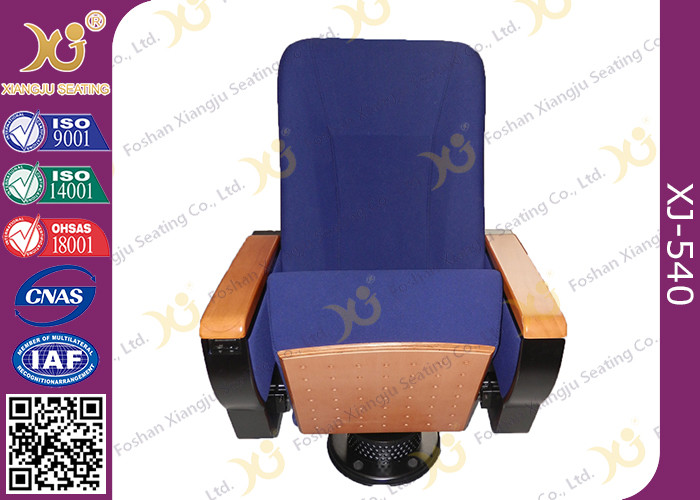 Writing Tablet In Armrest Lecture Hall Seating Chairs With AC Outlet On Single Leg