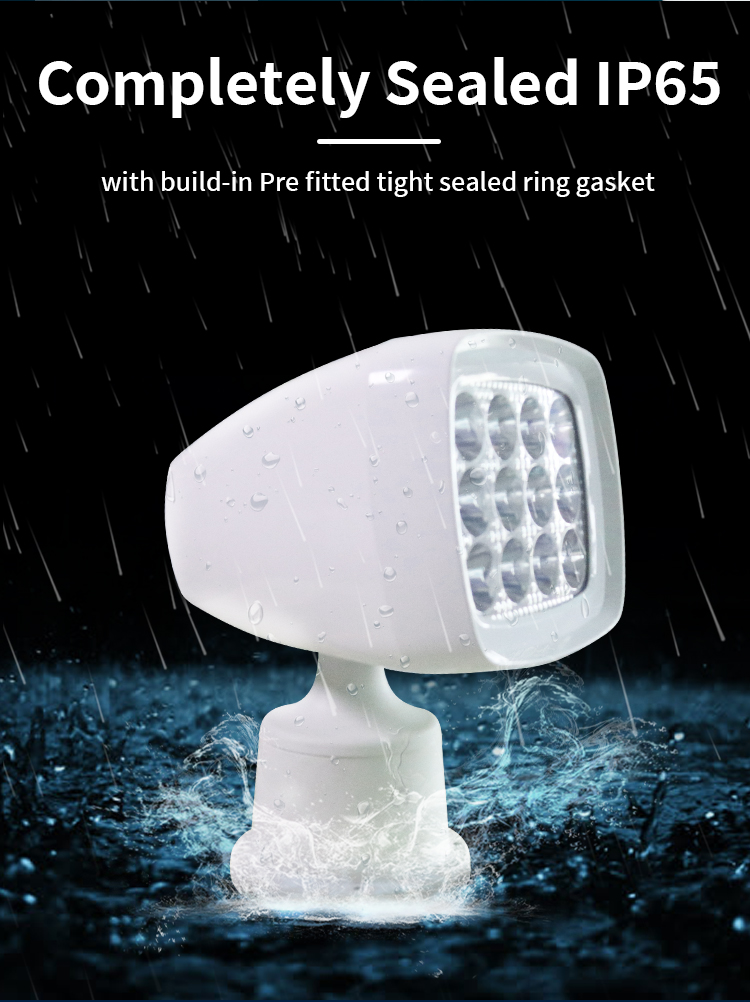 60w Marine Searchlight 50M Remote Control Marine Spotlight White