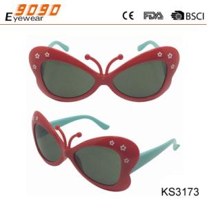 Girl's plastic sunglasses, lovely Butterfly frame,non-toxic safe